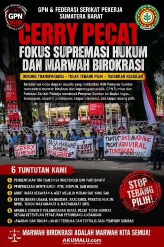 GPN dan Federasi Serikat Pekerja Desak “Cerry” Dipecat Jika Terbukti Langgar Berat, Fokus Supremasi Hukum dan Marwah Birokrasi