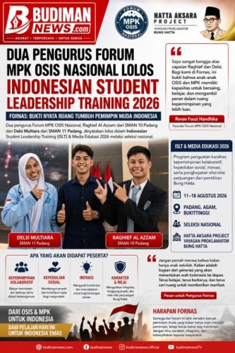 Dua Pengurus Forum MPK OSIS Nasional Lolos ISLT 2026, Bukti Pelajar Sumbar Siap Bersaing di Tingkat Nasional