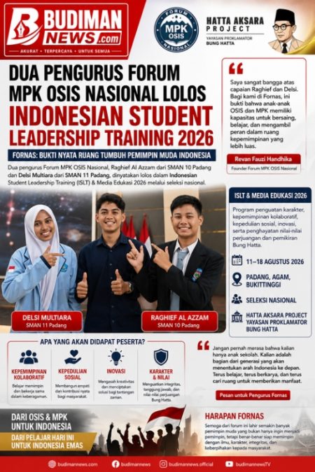 Dua Pengurus Forum MPK OSIS Nasional Lolos ISLT 2026, Bukti Pelajar Sumbar Siap Bersaing di Tingkat Nasional