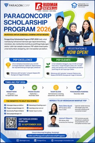 ParagonCorp Buka Scholarship Program 2026, Dua Jalur Beasiswa Siap Cetak Generasi Muda Berdampak
