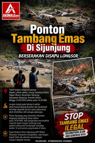 Longsor Sapu Ponton Tambang Emas di Sijunjung, Sekitar 10 Unit Terdampak