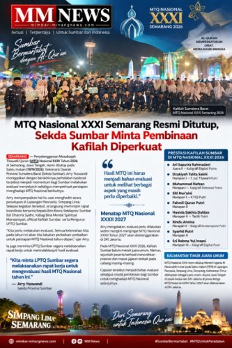 MTQ Nasional XXXI Semarang Resmi Ditutup, Sekda Sumbar Dorong Evaluasi dan Penguatan Pembinaan Kafilah