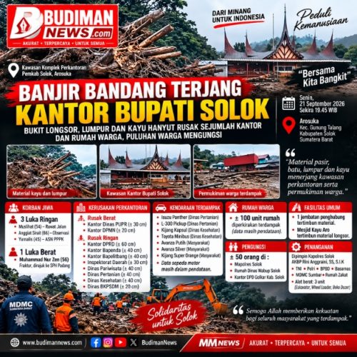 Banjir Bandang Terjang Kawasan Perkantoran Pemkab Solok, Puluhan Warga Mengungsi