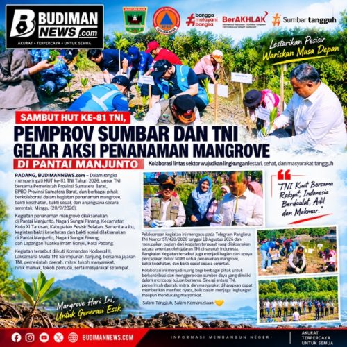 Sambut HUT ke-81 TNI, Pemprov Sumbar dan TNI Tanam Mangrove di Pantai Manjunto