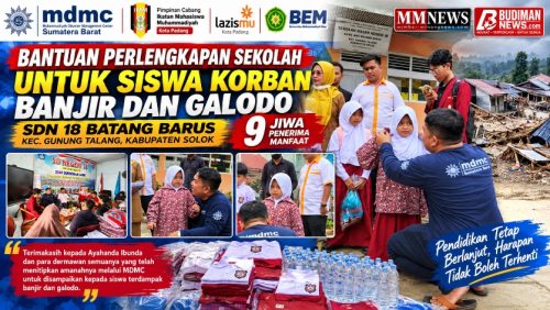 MDMC Sumbar Salurkan Bantuan Perlengkapan Sekolah untuk 9 Siswa Korban Galodo di SDN 18 Batang Barus
